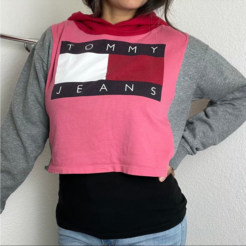 Reworked Tommy Hilfiger crop hoodie
